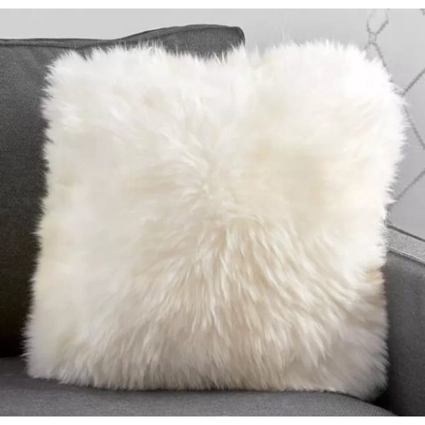 White Fluffy Faux Fur Cushion Cover - Set of 2