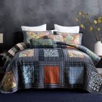 Luxurious Patchwork Bedspreads 100% Cotton Quilted - Midnightblue