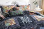 Luxurious Patchwork Bedspreads 100% Cotton Quilted - Midnightblue - Image 2